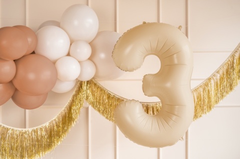 Balon foliowy Cyfra ''3'', 72cm, beż