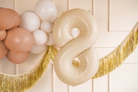 Balon foliowy Cyfra ''8'', 72cm, beż
